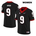 Women's Georgia Bulldogs NCAA #9 Ameer Speed Nike Stitched Black Legend Authentic College Football Jersey DXD3454QG